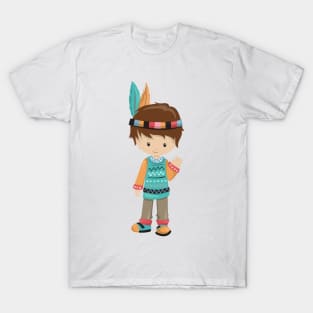 Native American Boy, Cute Boy, Brown Hair T-Shirt